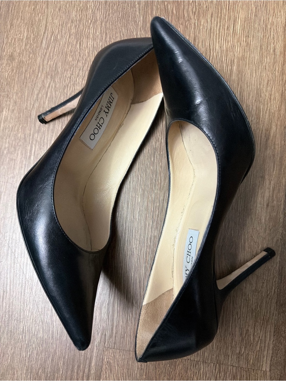 jimmy choo black  leather high heels 36.5